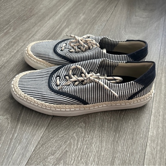 Kate Spade Navy & Cream Stripe Boat Party Sneakers Size 8 - Picture 5 of 5